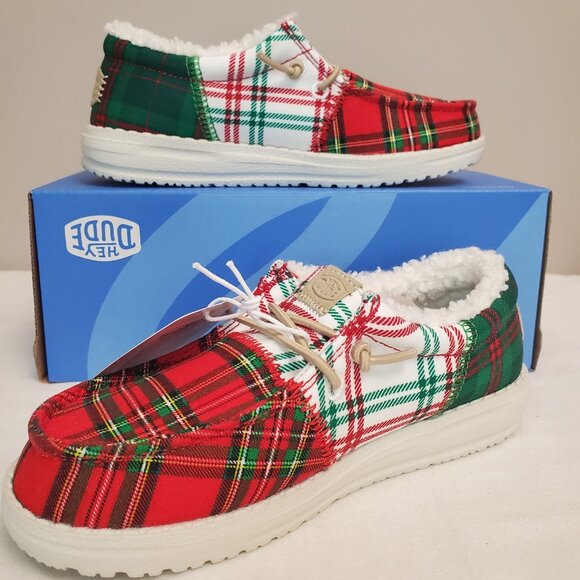 Hey Dude Wally Big Kids Tri Tartan Plaid Shoes New Fleece Lined Size c12/j2 - Picture 11 of 14
